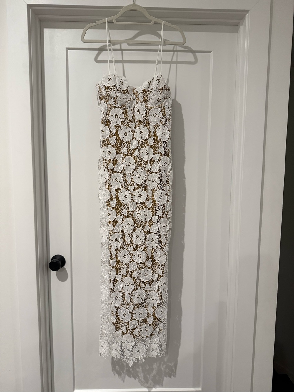 Hello Molly Bellerose White Lace Corset Maxi Dress Lace Up Back NWT Size L US 8